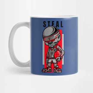 The artwork of the basketball player showcases steals Mug